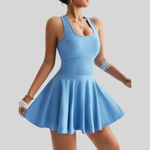 فستان نسائي من قطعة واحدة للتنس والجولف ، دعم ناعم للثدي ، خصر رقيق ، جيب أمامي ، بذلة يوغا جيدة التهوية ، تنورة للتنس والجولف - Product Image 4
