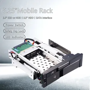 Factory Price Aluminum 2Bay 2.5 3.5 SATA Hot Swap Backplane SSD Hdd Mobile Rack Enclosure for 5.25 drive slot