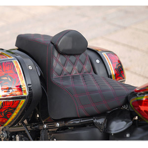 Siège de moto deux places conducteur passager avec surpiqûres rouges pour <span class=keywords><strong>Harley</strong></span> <span class=keywords><strong>Davidson</strong></span> <span class=keywords><strong>Softail</strong></span> Low Rider S FXLRS FXLRST 2018-2024 - Product Image 1