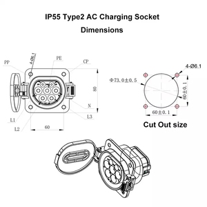 Ổ Cắm Evse Sạc Điện Cho Xe Ô Tô Loại 2 <span class=keywords><strong>EV</strong></span> Ổ Cắm 16A-32A 1P 3 Pha Cho IEC 62196-2 <span class=keywords><strong>EV</strong></span> Ổ Cắm Chuyển Đổi - Product Image 4