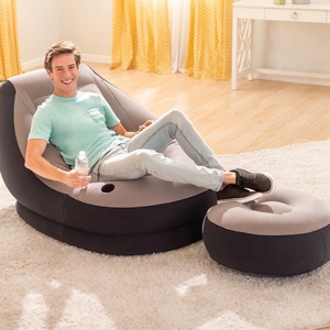 Sofá Inflable Individual de PVC con Flocado 125*105*100 CM, Otomana 62*62*31 CM, Sillón Inflable Ultra Lounge con Bomba de Pie - Product Image 2