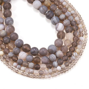 Matte Gray Agate Striped Round Loose <b>Beads</b> 4 6 8 10 12mm For Jewelry Making <b>Stone</b> <b>Beads</b> - Product Image 1