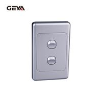 GEYA Custom Australia Standard 74mm * 117mm PC Material Waterproof IP20 Panel Wall Switches 2 Gang 2 Way 10A 250V