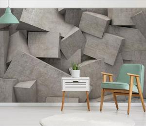 ZHIHAI 3D abstrait espace géométrique fond mur concepteur européen papier peint coton impression tissu mur Mural - Product Image 1