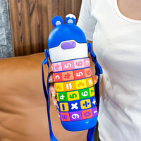 Termo para Niños de 15oz de Acero Inoxidable Grado Alimenticio 304 con Pajita de Dibujos Animados Botella de Agua a Prueba de Fugas
