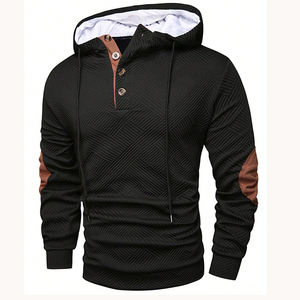 Sudadera con Capucha Personalizada para Hombre, Corte Ajustado, Poliéster, Sudaderas y Hoodies para Hombre, Otoño Invierno, Nuevo Color Sólido con Botones - Product Image 5