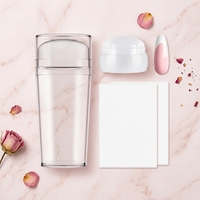 Kit de tamponnage pour nail art en silicone souple transparent, plaque de manucure pour motifs français, tampon de vernis, racloir double face