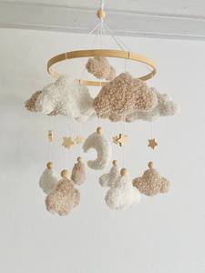 Nuvole mobili per bambini tessuto <span class=keywords><strong>Ecru</strong></span> naturale per decorazione culla - Product Image 4