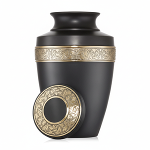 Urna de cremación de Metal clásica hecha a mano de alta calidad de Color negro, ataúd de esmalte fino para mascotas con suministros funerarios para cenizas - Product Image 1