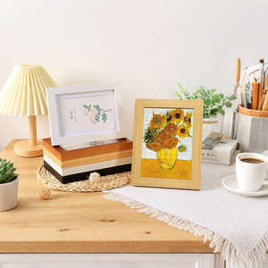 Puzzle personnalisé de 150 pièces miniatures bleues 150x100mm avec cadre photo, images différentes recto-verso, encre à base de plantes, effet goutte d'huile - Product Image 5