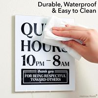Panneau Premium en Acrylique « Heures Calmes » 5x6 (20h-8h) pour Locations, Compatible Airbnb Essentials, à Poser sur Table ou à Fixer au Mur pour les Quartiers
