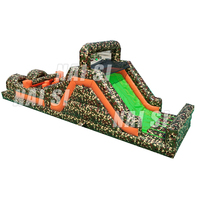 Parcours d'obstacles gonflable camouflage commercial de 36 pieds pour jardin, jeux gonflables de course et de course à pied