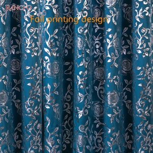 Rideaux en velours de luxe, feuille d'or RANCHO, rideaux en feuille d'or avec estampage à chaud pour salon - Product Image 6