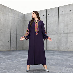 Robe Abaya Maxi en Polyester Brodé de Luxe pour Femmes Musulmanes, Tenue Personnalisée pour Occasions Spéciales, Fournisseur OEM ODM - Product Image 3