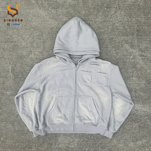 เสื้อฮู้ดดี้ผ้าฝ้ายเฟรนช์เทอร์รี่หนานุ่มสไตล์วินเทจ ซักแบบพิเศษ ไม่เสียภาษีในสหรัฐอเมริกา พิมพ์ลายสกรีน ปักโลโก้ สีซีดจางแบบซันเฟด มีฮู้ดสองชั้น - Product Image 3