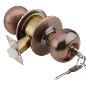 Roeasy New Cilíndrico Round Ball Knobset Door Lock Fechadura Para Entrada Satin Brush Nickel Lock Knob