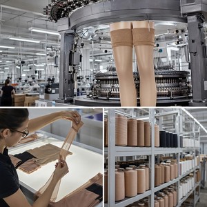<span class=keywords><strong>Calze</strong></span> da donna anti-attorcigliamento, trasparenti, sopra il ginocchio, con fascia elastica anti-sfilamento, punta rinforzata, in nylon color carne, OEM - Product Image 5