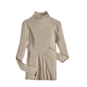 Suéter Pulôver Feminino de Tamanho Único Estilo Coreano Transfronteiriço, Gola Alta de Manga Comprida, Cor Lisa, Camiseta de Malha para Usar por Baixo - Product Image 6