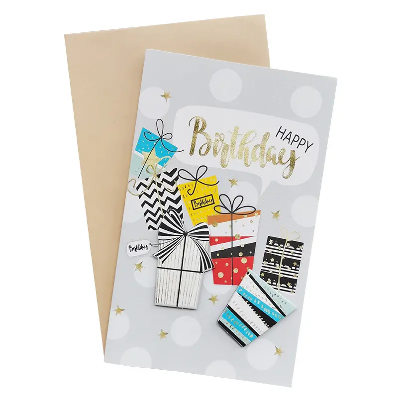 Beautiful birthday-themed pattern 8 PCS Happy Birthday Cards Bulk with Envelopes inside blank blessing text