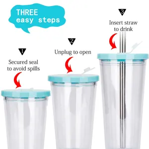 Tasse à thé à bulles réutilisable avec paille, vente en gros, 16OZ, 24OZ