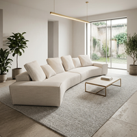 Ensemble de canapés sectionnels minimalistes haut de gamme italiens en tissu de lin capitonné pour salon avec coussins en plumes