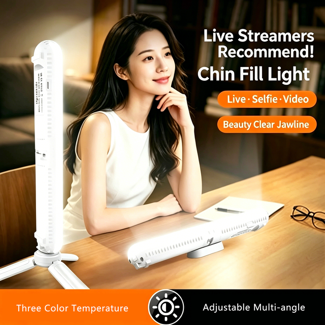 Double Chin Jawline Fill Light Kit Soft LED Neck Wrinkle Lamp Desktop Tripod Beauty Light for Selfie Makeup Cosmetic Shooting