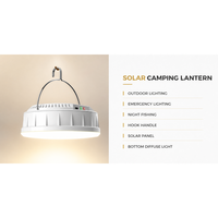 Lampe de camping LED solaire rechargeable V158, étanche, portable, avec bouton poussoir, double interrupteur, lanterne de tente, lampe suspendue pour l'extérieur