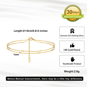 BSA35, Stock Local en EE. UU., Tobilleras de Playa en Capas, Cadena de Cable Plateada <span class=keywords><strong>con</strong></span> Barra Horizontal, <span class=keywords><strong>Tobillera</strong></span> Ajustable, Joyería para el Pie - Product Image 2