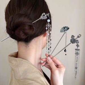 Elegante Horquilla para el Cabello de Mujer, Estilo Chino Vintage, con Borla de Mariposa en Plata Antigua, Joyería Metálica - Product Image 2
