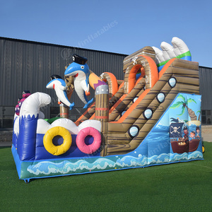 Cá mập Cướp Biển thương mại bơm hơi lâu đài bouncy nhà bị trả lại nước bơm hơi TRƯỢT KÉP - Product Image 3