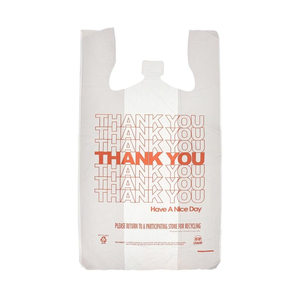 ถุงเสื้อยืด HDPE สีขาว รีไซเคิลได้ สำหรับใช้ในซูเปอร์มาร์เก็ต - Product Image 1