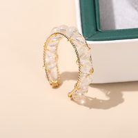Bagues ouvertes en fil métallique faites à la main avec pierres précieuses naturelles, bagues ajustables en perles de cristal pour femmes, idéales pour la fabrication de bijoux ou comme cadeau