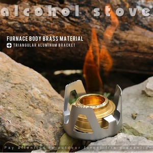 IRONDONKEY Estufa plegable para acampar A prueba de viento Mini estufa de alcohol Quemador Estufa de gas para cocinar al aire libre de latón - Product Image 3