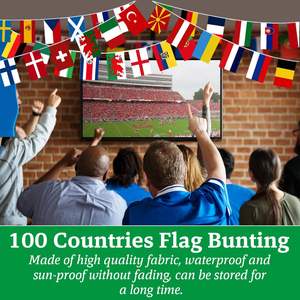 Ensemble de 100 drapeaux de pays en guirlande - Drapeaux du <span class=keywords><strong>monde</strong></span> entier colorés, durables, mini drapeaux en polyester - Product Image 2