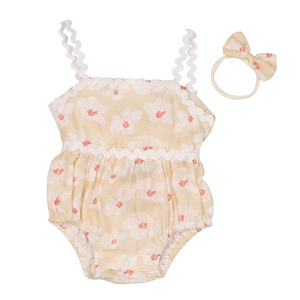 Pagliaccetto Estivo per <span class=keywords><strong>Neonata</strong></span> Stile Liberty con Motivi Floreali e Spalline Sottili, in Morbido Cotone a Costine, Body con Volant per le Vacanze - Product Image 6