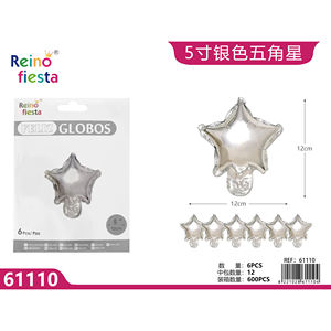 Confezione da 6 palloncini in elio con stella d'argento da 5 pollici per festa di laurea per la festa della mamma e decorazioni per il capodanno cinese - Product Image 1