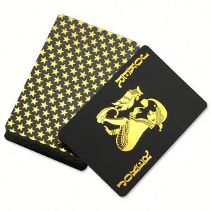 Waterproof Playcard Plastic Custom Back Logo <b>Playing</b> <b>Cards</b> Black Gold Poker <b>Card</b> - Product Image 1