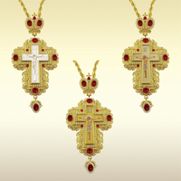 Grec Orthodoxe Religieux Église Métal Artisanat Sternum Croix Pendentif Collier Catholique Décoration Icône Bijoux pour Prière Plaqué