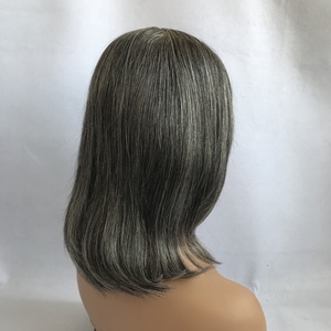 Brazil Remy Tóc Con Người Ren Phía Trước Tóc Giả Glueless Dễ Dàng Để Mặc Lớp Cắt Bob Bangs Grey Trong Suốt Cho Ren Máy Làm - Product Image 4