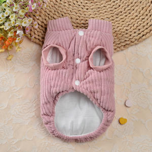 เสื้อผ้าสุนัข เสื้อโค้ทฤดูหนาวผ้าลูกฟูกแบบไม่มีแขนสำหรับสุนัขและแมวตัวเล็ก พร้อมห่วงรูปตัว D ชุดฤดูใบไม้ร่วงและฤดูหนาว เสื้อโค้ทสุนัข เสื้อผ้าสัตว์เลี้ยง - Product Image 2