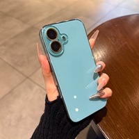 Coque de téléphone de luxe brillante en verre couleur unie avec protection d'objectif et bord plaqué pour iPhone 17 Pro Max