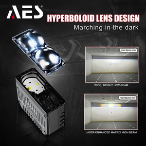 AES ไฟ LED เสริม6000K ทรงสี่เหลี่ยมสว่างขึ้นลำแสงเลเซอร์คู่รูปแบบตาคู่ NV-5 75W เลนส์ Auxi biled สำหรับรถยนต์ - Product Image 2