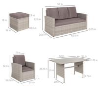 6 pièces maison balcon jardin terrasse patio meubles en plastique modernisme extérieur étanche fête rotin canapé chaise et table ensemble