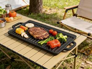 Poêle à griller réversible antiadhésive double face en fonte COOKWIN avec poignées - Product Image 6