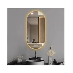 Intelligent LED Wall Mirror Luxury Smart Mirror With Sensor Hand Touch Illuminated Rectangular Oval Round Bathroom Decoration