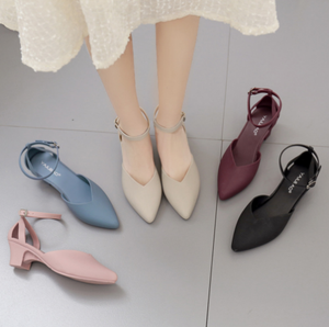 Sandalias de gelatina antideslizantes con hebilla de una palabra para mujer, zapatos de tacón grueso con punta antideslizante, <span class=keywords><strong>2002</strong></span> - Product Image 1