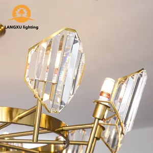 Technische Anpassung Modernes Luxus dekor Hotel Esszimmer Gold Kristall LED Pendel leuchte