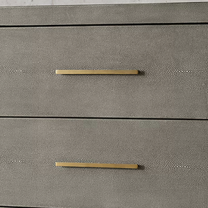 Commode à 9 tiroirs en bois massif et cuir shagreen, style moderne, design français, pour salon, chambre ou entrée - DH1320 - Product Image 3