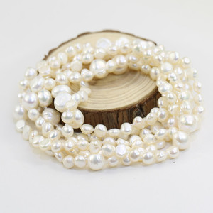 Collar de perlas largas irregulares barrocas de 5mm y 9mm, joyería al por mayor, collar en capas de perlas de agua dulce naturales reales - Product Image 4