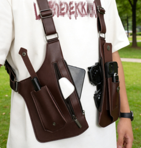 Hot Selling Vintage Waterproof PU Utility Phone Anti Theft Crossbody Sling <strong>Leather</strong> <strong>Harness</strong> Bag Genuine <strong>Leather</strong> Belt - Product Image 5